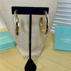 Park Lane Gold and Animal print Hoop Earrings with Crystal Accents